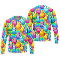 Colorful Easter Peeps Rainbow Pattern Golf Shirts For Men, Cute Golf Outfit, Polo Shirts For Men