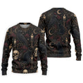 Gothic Raven Black Cat Skull Halloween Polo Shirt, Golf Shirts For Men, Mens Golf Apparel