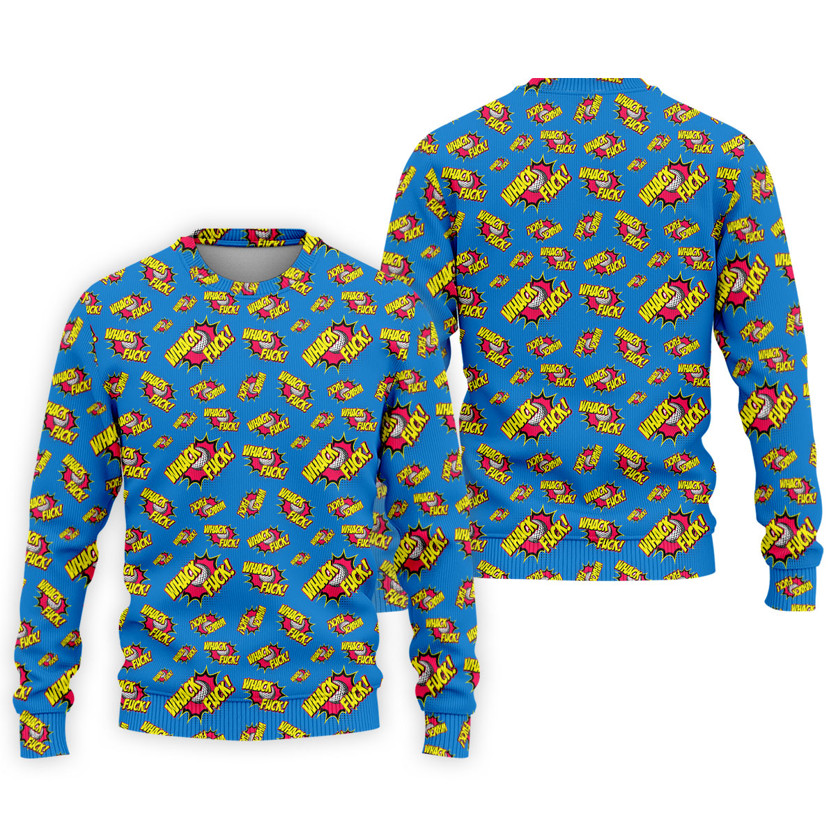 Whack F*ck Comic Golf Ball Pattern Golf Shirt, Men's Golf Shirt, Golf Apparel For Men