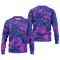 Purple Pink Tropical Palm Trees Golf Shirt, Mens Golf Polo, Printed Golf Shirts