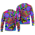 Neon Psychedelic Abstract Eye Pattern Golf Shirt, Mens Golf Polo, Printed Golf Shirts, Golf Polo Shirts For Men