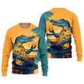 Funny Crocodile Tropical Theme Hawaiian Golf Shirt, Polo Shirts For Men, Golfing Apparel