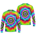 Rainbow Tie Dye Golf Shirt, Psychedelic Spiral Burst Pattern, Golf Shirt For Men