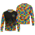 Acceptance Awareness Understanding Autism Awareness Puzzle Pattern Black Fade Golf Shirts For Men