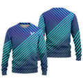 Teal And Purple Striped Pattern Golf Tops For Men, Performance Golf Shirt, Polo Shirts For Men