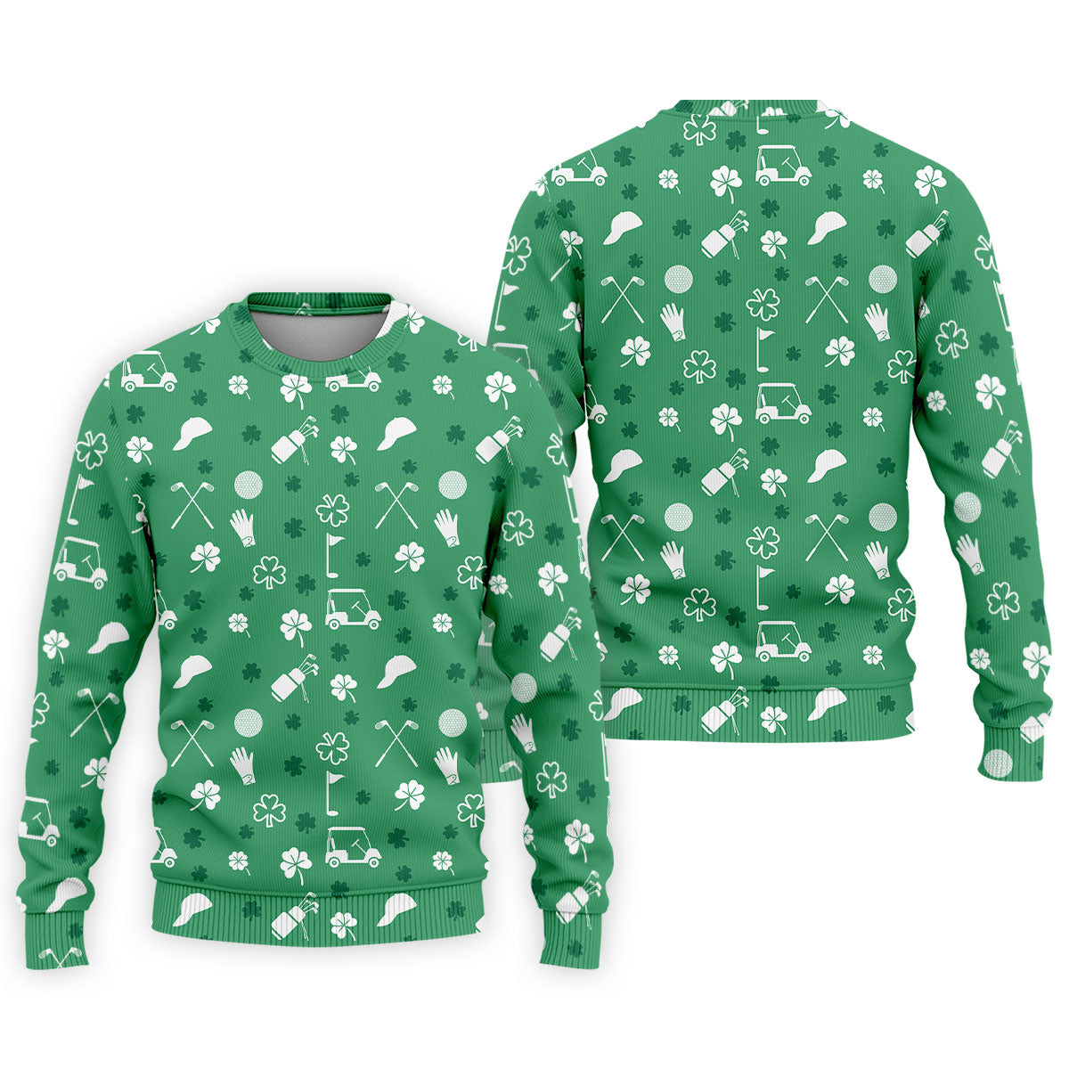 Golf Items Seamless Pattern St. Patrick’s Day Shamrock Golf Shirt, Polo Shirts For Men, Golf Shirts For Men
