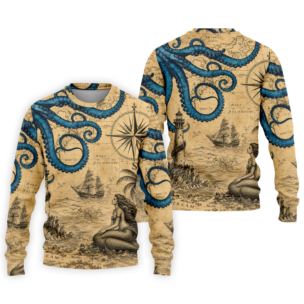 Mermaid Princess Vintage Nautical Hawaiian Golf Shirt, Men's Golf Shirt, Polo Shirts For Men