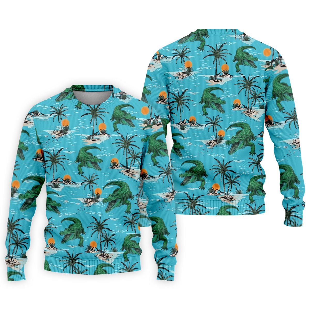 Tropical Alligators on Island Beaches Design Hawaiian Golf Polo, Golf Tops For Men, Golfing Apparel