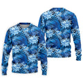 Blue Tropical Hibiscus Floral Golf Shirt, Mens Polo Shirts, Golf Apparel For Men
