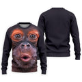 Funny Monkey Face Closeup Print Hawaiian Golf Polo, Golf Tops For Men, Golfing Apparel