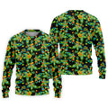Black Colorful Floral Geometric Pattern Golf Shirt, Men's Golf Shirt, Golf Apparel For Men, Polo Shirts For Men