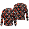 Orange Hibiscus Black Hawaiian Golf Shirt, Summer Vibe Golf Shirts For Men