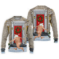 Men's Streaking Santa Doorbell Golf Shirt, Christmas Golf Shirt, Golf Apparel For Men