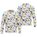 Cartoon Cat Golf Shirt, Colorful Doodle Cat Pattern, Polo Shirts For Men