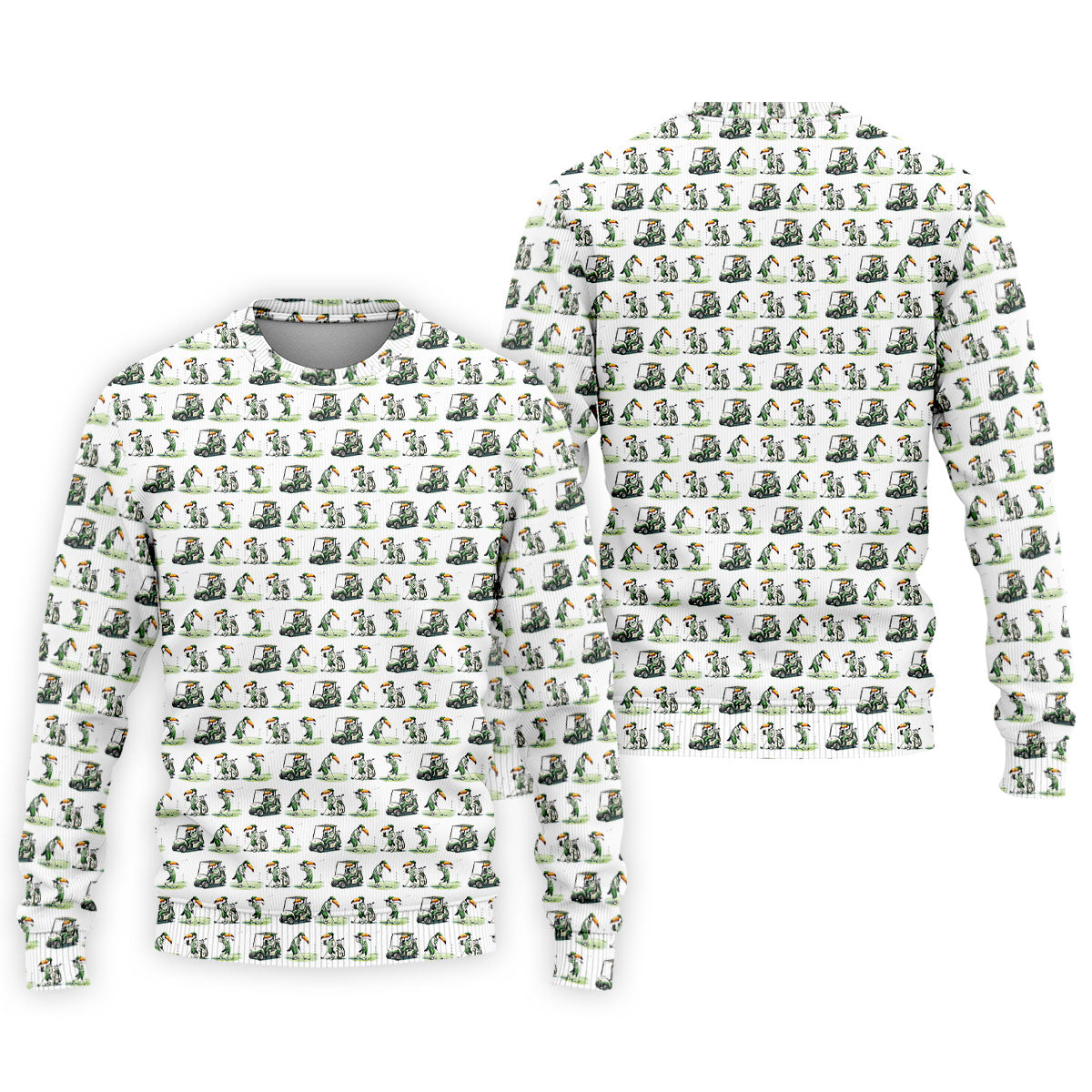 Funny Toucan Golf Pose White And Green Golf Tops For Men, Polo Shirts For Men, Golf Shirts For Men