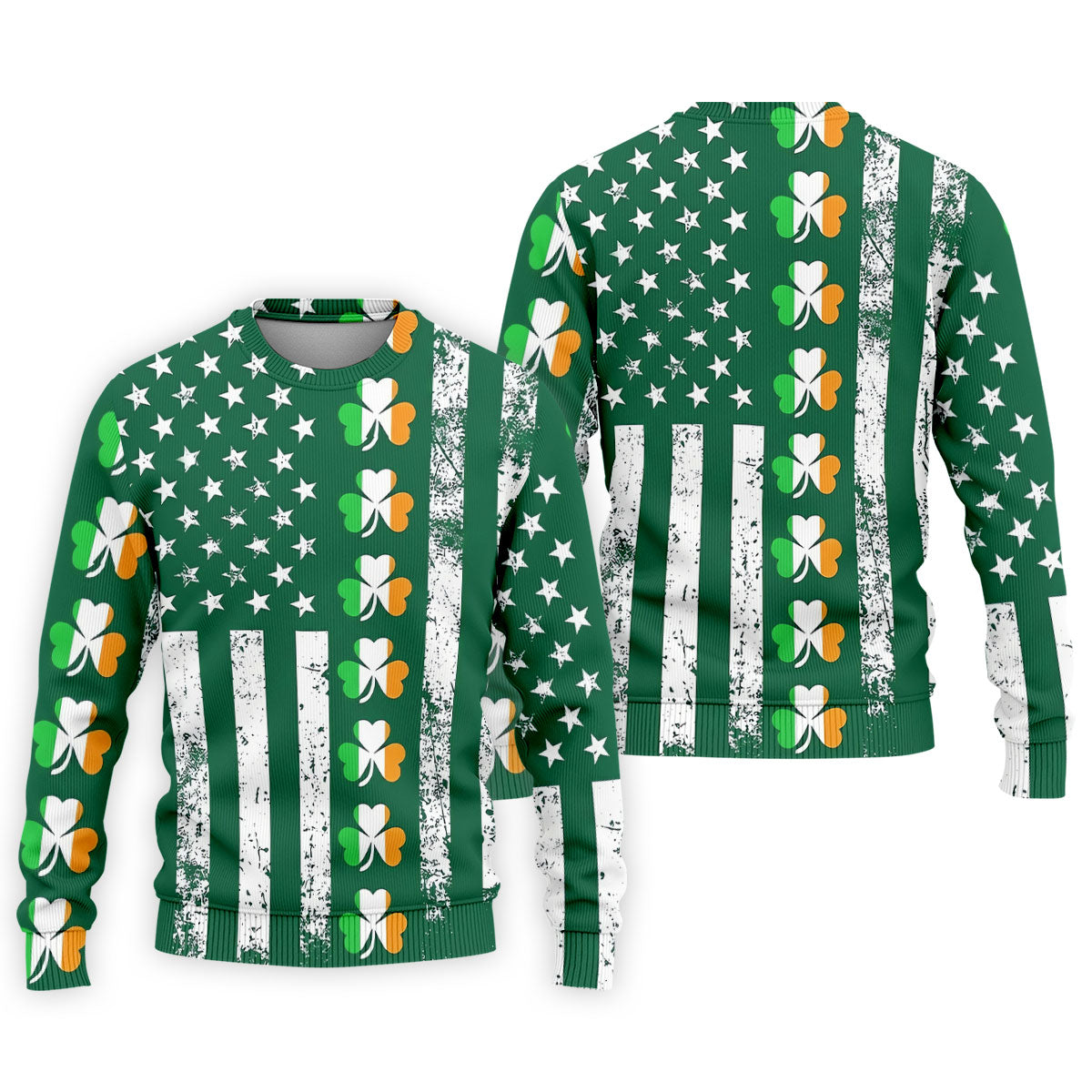 Irish Shamrock Vertical Stripes St Patrick's Day Golf Shirt, Polo Shirts For Men, Golf Shirts For Men