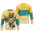 Cool Raccoon Tropical Yellow Hawaiian Golf Polo, Golf Tops For Men, Golfing Apparel