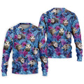 Funny Opossum Blue Purple Hawaiian Golf Shirt, Tropical Theme Golf Shirts For Men