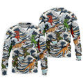 T Rex Surfing Great Wave Golf Polo Shirt, Men's Golf Shirt, Printed Golf Shirts