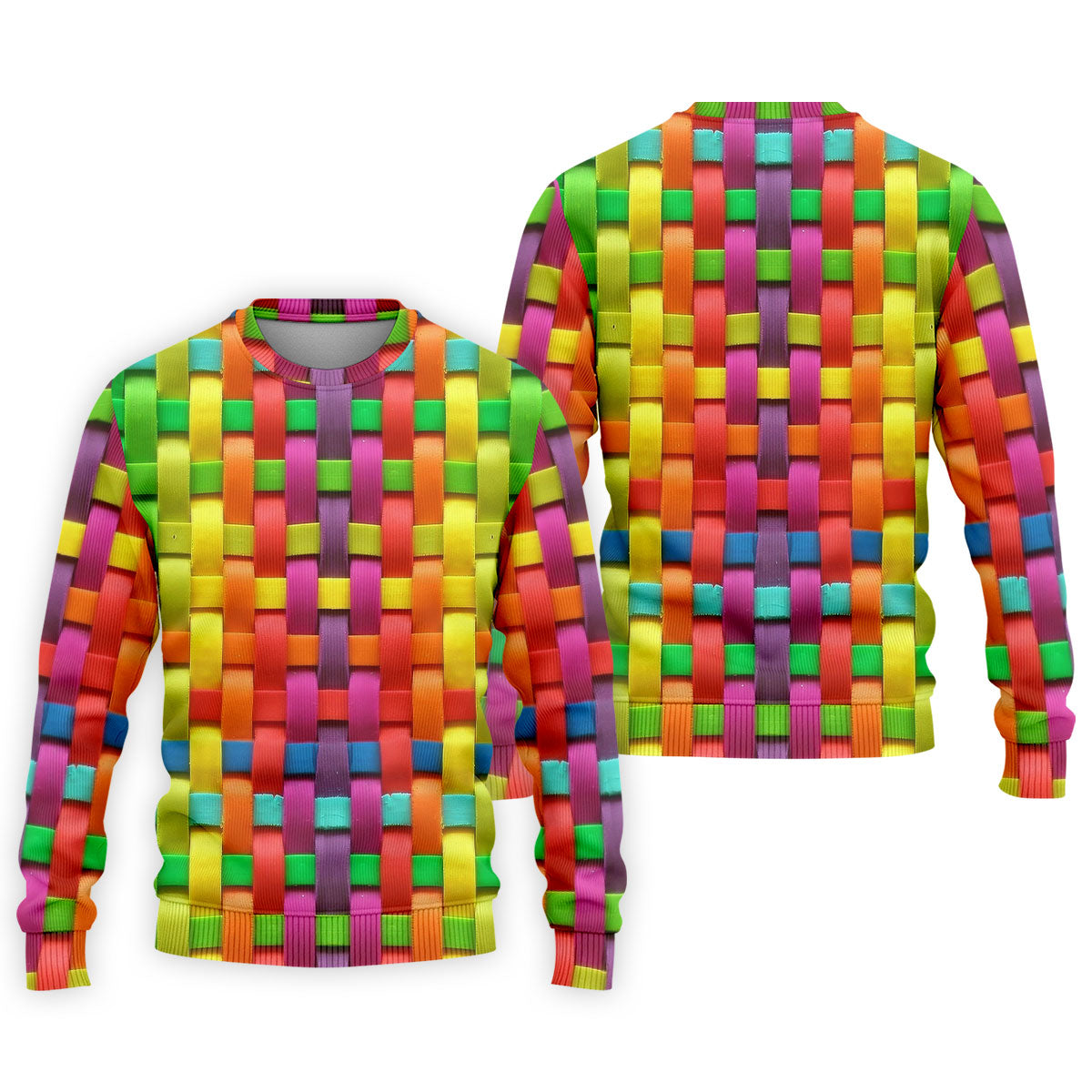 Colorful Interlaced Ribbon Pattern Hawaiian Golf Polo, Golf Tops For Men, Golfing Apparel