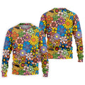 Multicolor Retro Flower Power Golf Shirt, Mens Golf Polo, Hawaiian Golf Shirt, Golf Apparel For Men