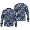 Navy Palm Tropical Hawaiian Vibe Golf Tops For Men, Golf Shirts For Men, Golf Gift For Men