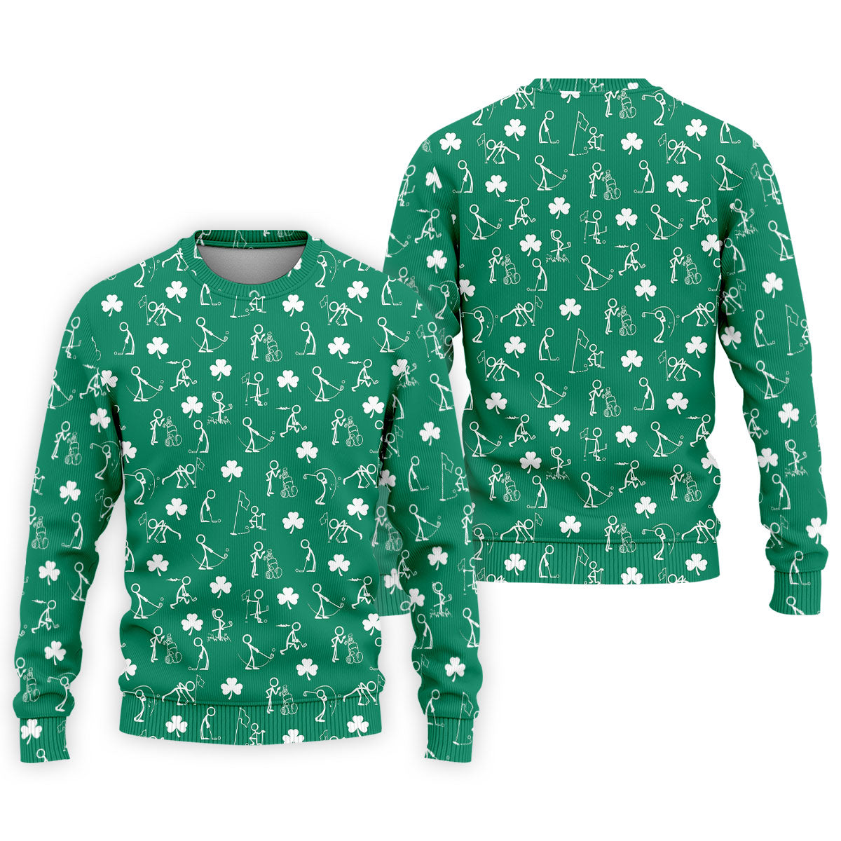 Stick Figure Golf Pose St Patrick's Day Shamrock Green Golf Shirt, Polo Shirts For Men, Golf Shirts For Men