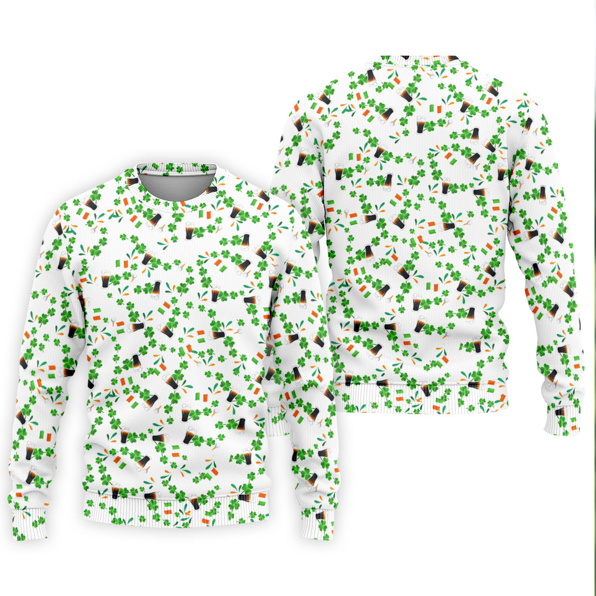 Dark Stout Beer St Patrick's Day Shamrocks White Golf Shirt, Polo Shirts For Men, Golf Shirts For Men