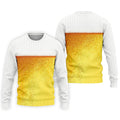 Cold Beer Print Men's Golf Polo Shirt, Beer Glass Pattern Design, Golf Shirts For Men