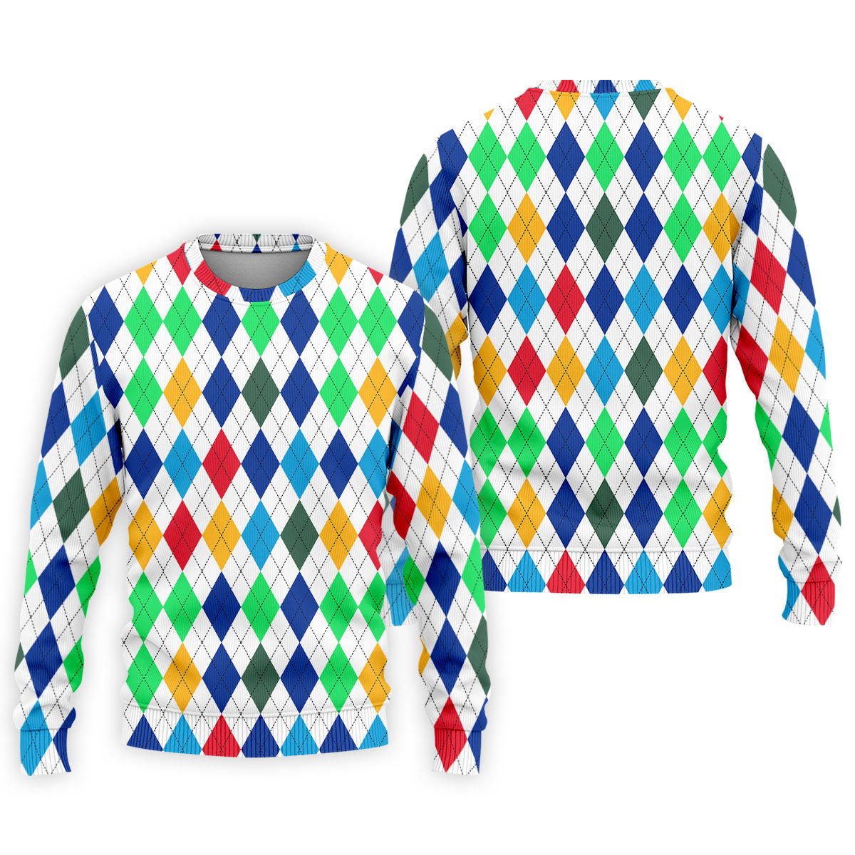 Colorful Argyle Golf Shirt, Classic Diamond Pattern Polo, Polo Shirts For Men