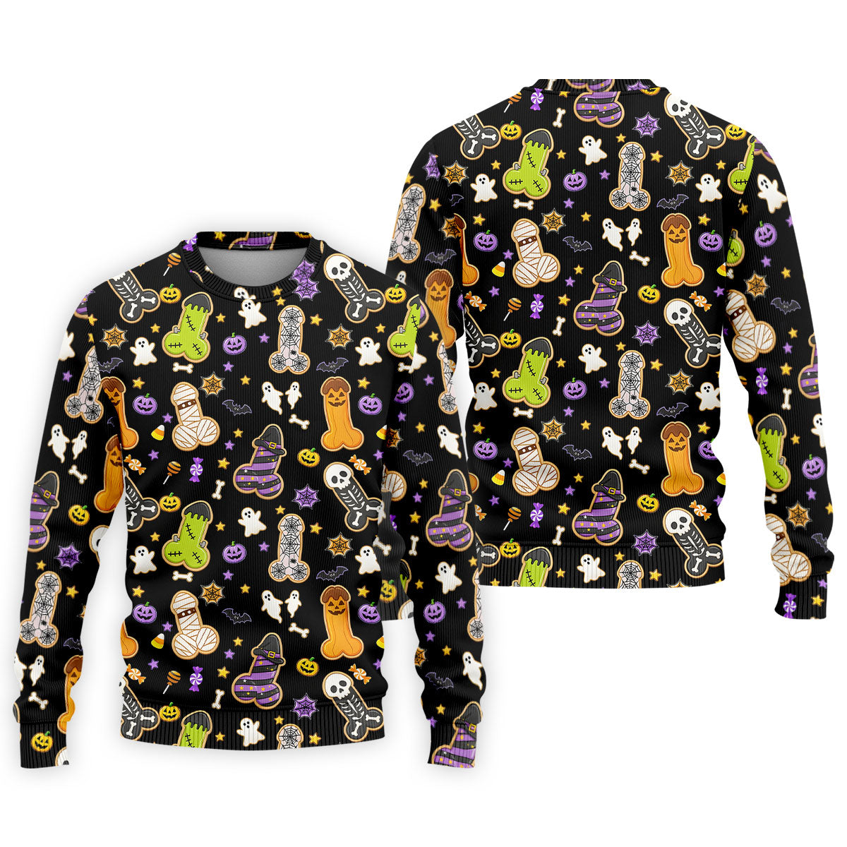 Funny Adult Halloween Cookie Pattern Polo Shirt, Men's Golf Shirt, Printed Golf Shirts