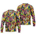 Psychedelic Bigfoot Cannabis Leaf Hawaiian Polo Shirt, Mens Golf Shirts, Golf Apparel For Men
