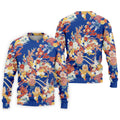 Royal Blue Japanese Floral Pattern Golf Shirt, Mens Golf Apparel, Printed Golf Shirts