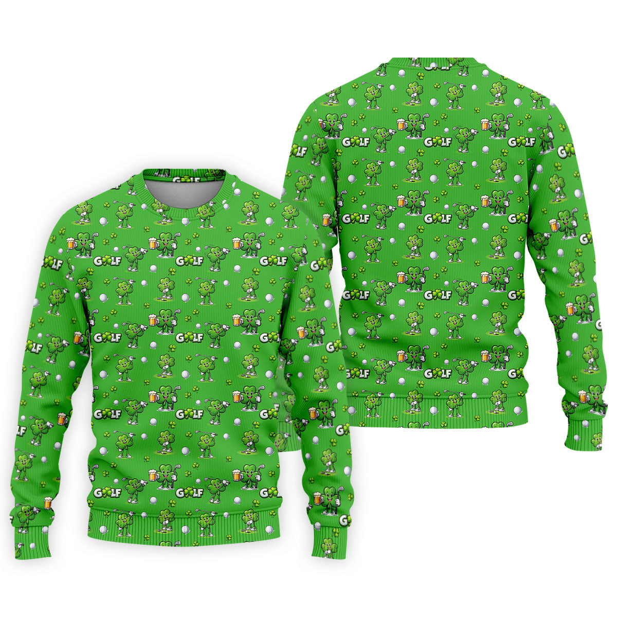 Three Leaf Clover Golf And Beer St Patrick's Day Green Golf Shirt, Fun Golf Shirts For Men, Polo Shirts For Men