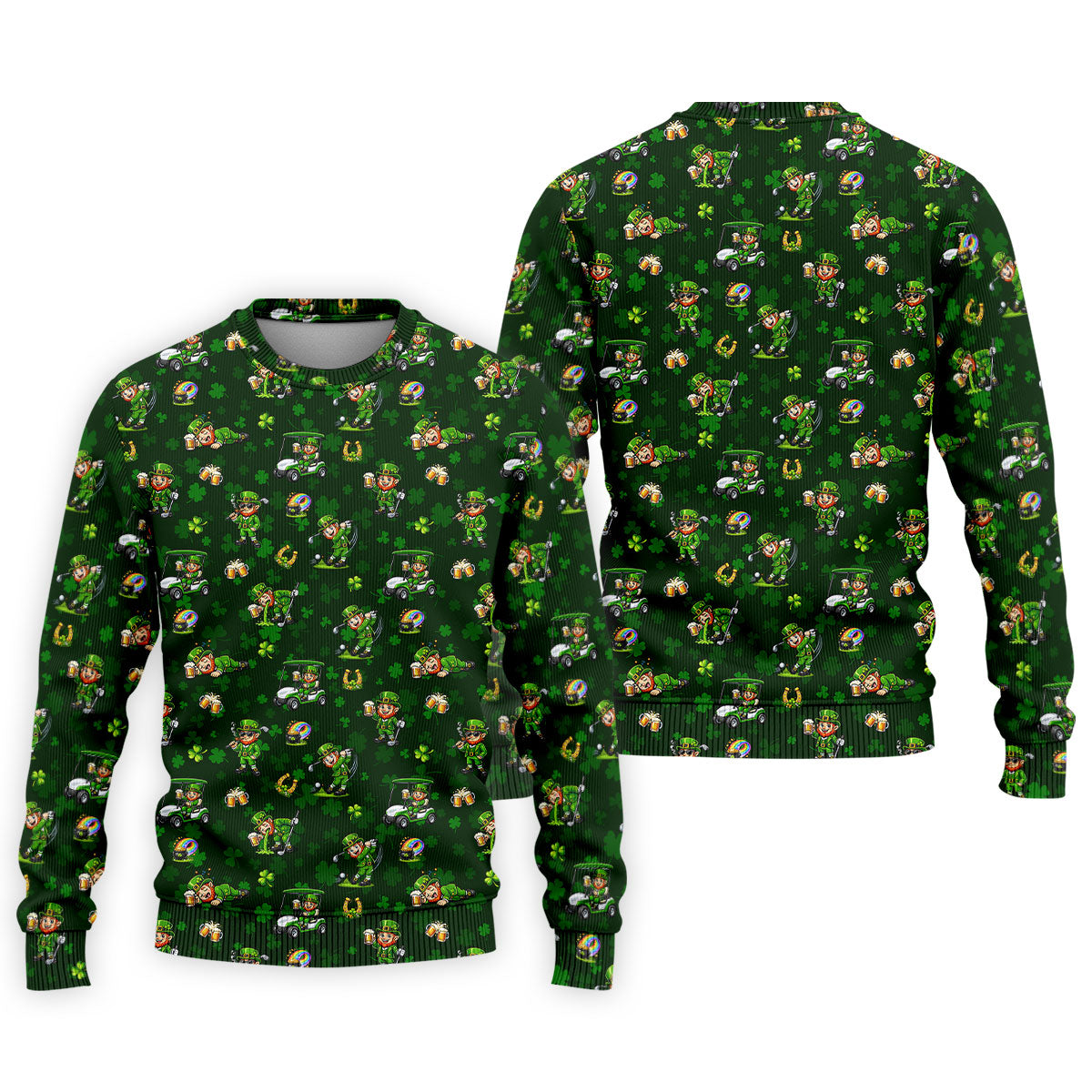 St Patrick's Day Golf Leprechaun Pose Shamrock Golf Shirt, Fun Golf Shirts For Men, Polo For Men