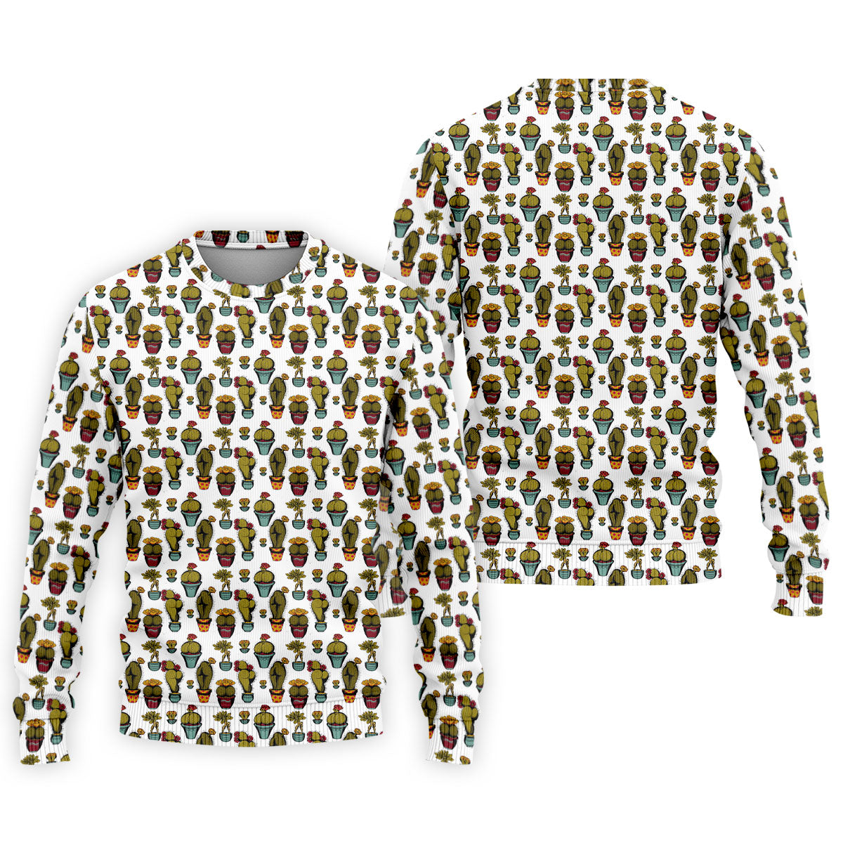 Funny Potted Cactus Pattern Men's Golf Polo Shirt, Adult Humor Golf Apparel For Men, Printed Golf Shirts