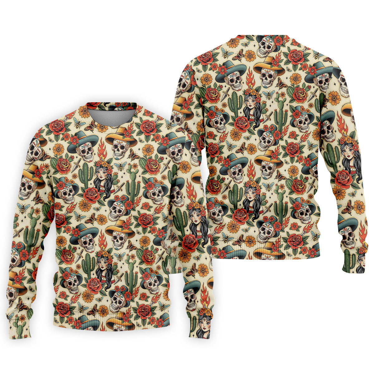 Day Of The Dead Sugar Skull Floral Polo Shirt, Mens Golf Polo, Hawaiian Golf Shirt