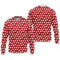 White And Red Heart Pattern Golf Tops For Men, Valentine Golf Gift, Polo Shirts For Men, Golf Gift For Men
