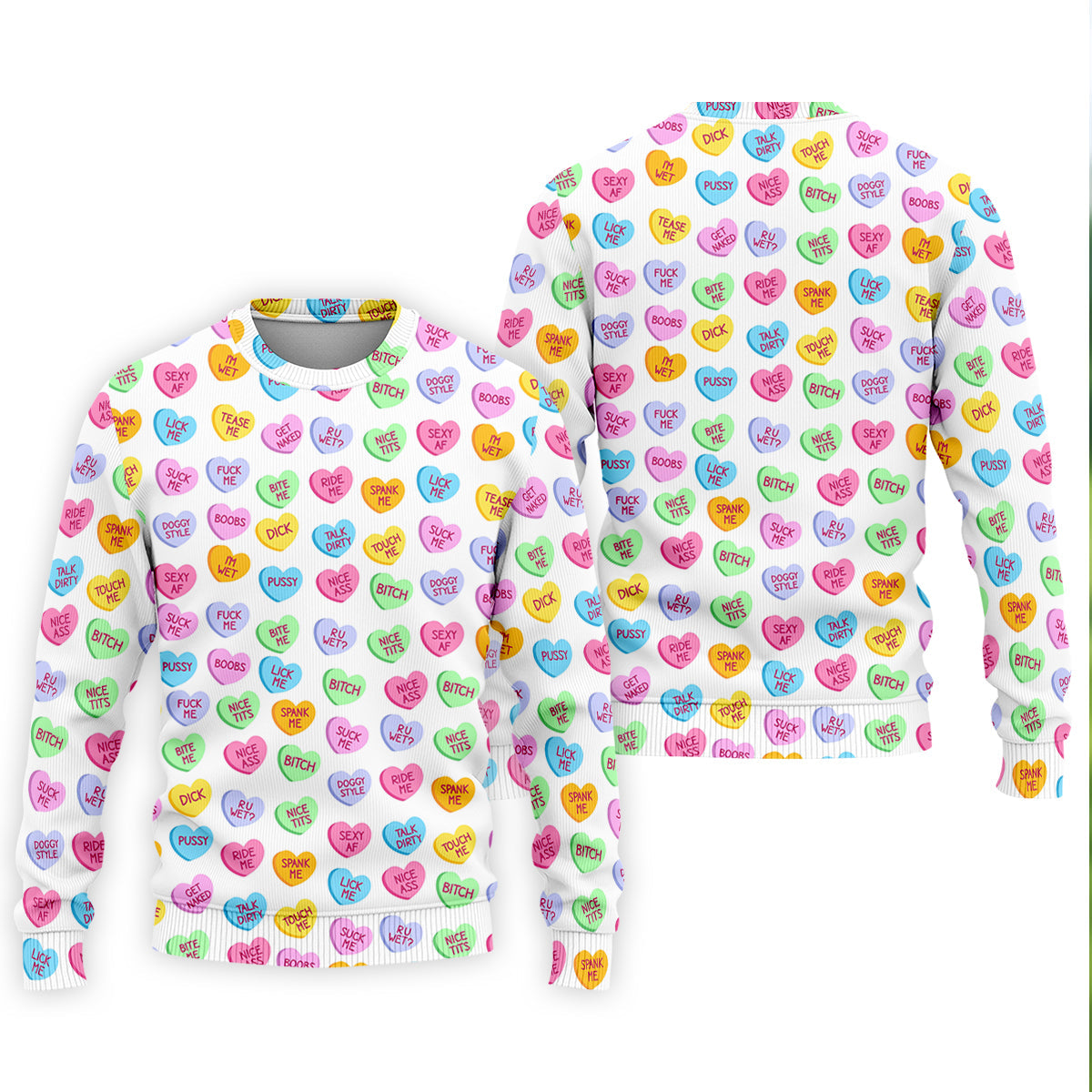 Naughty Conversation Hearts Fun Golf Shirts For Men, Valentines Golf Gift, Dirty Candy Heart Polo Shirts For Men