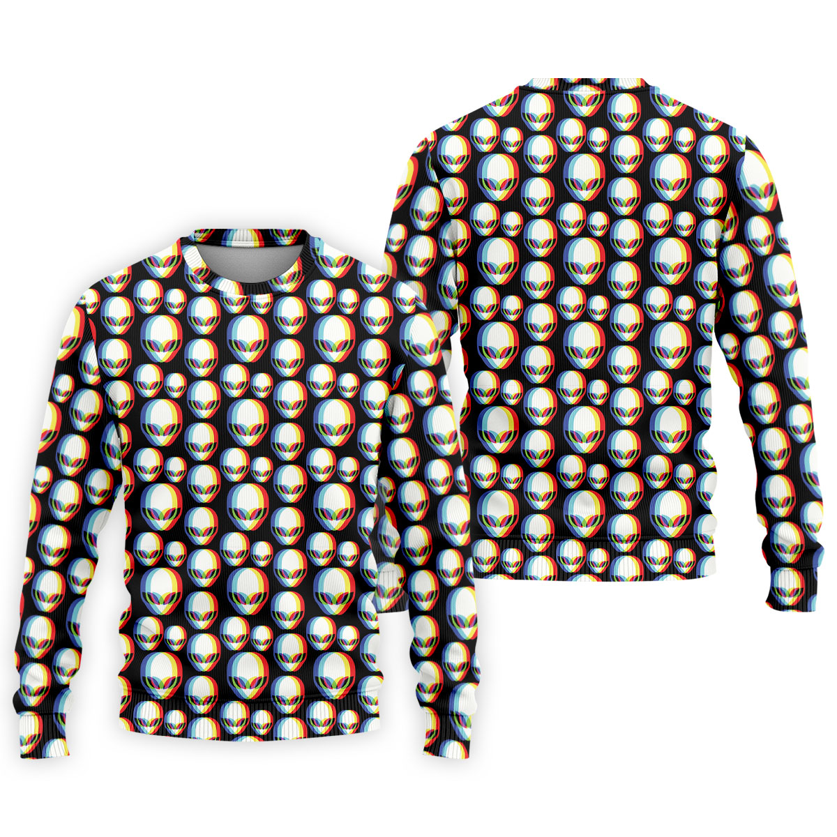 Retro Alien Head Pattern Golf Shirt, Men’s Golf Shirt, Golf Polo Shirts For Men