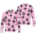 Pink Cute Ghost Caller Heart Pattern Halloween Golf Polo Shirt, Golf Apparel For Men