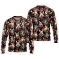 Cute Corgi Floral Hawaiian Pattern Polo Shirt, Mens Golf Polo, Funny Golf Shirt