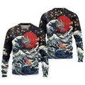 Japanese Dragon Koi Wave Hawaiian Golf Shirt, Mens Golf Apparel, Golf Polo Shirts For Men
