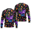 Neon Shark Beach Party Pattern Hawaiian Golf Shirt, Golf Shirts For Men, Polo Shirts For Men