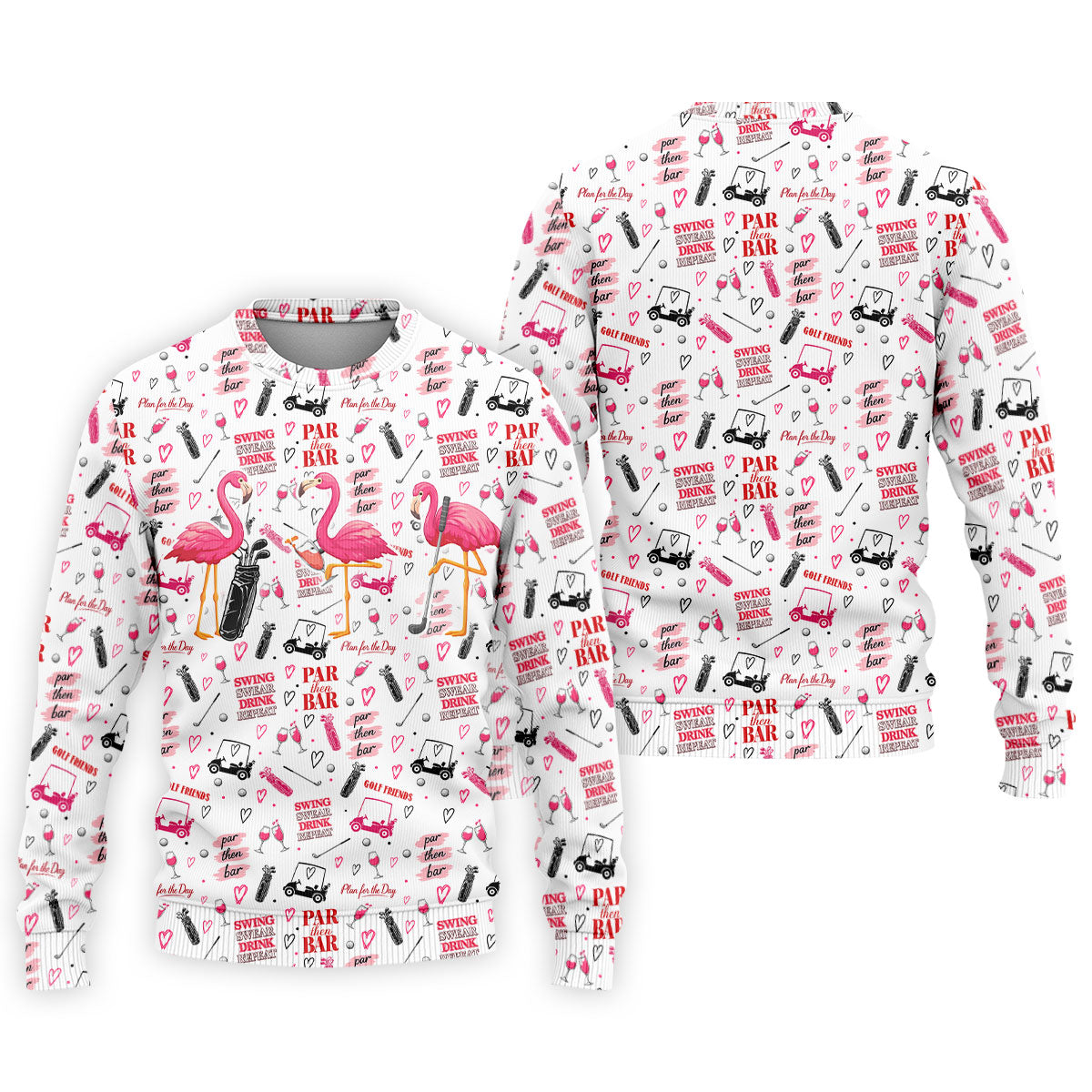 Par Then Bar Flamingo Golf Shirt, Tropical Party Polo Shirts For Men, Golf Shirts For Men