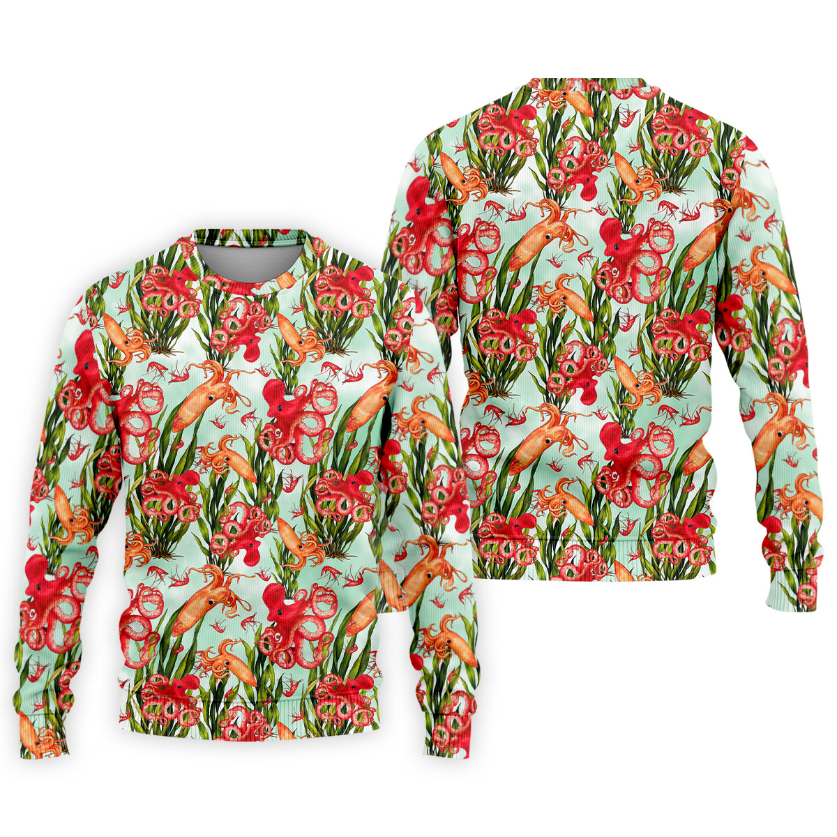 Tropical Cephalopods Among Seaweed  Hawaiian Golf Polo, Golf Tops For Men, Golfing Apparel