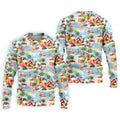 Surfing Santa Tropical Christmas Golf Shirt, Beach Reindeer Holiday Polo, Hawaiian Golf Shirt, Printed Golf Shirts