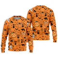 Black Cat and Pumpkin Halloween Polo Shirt, Golf Polo Apparel, Mens Golf Outfit
