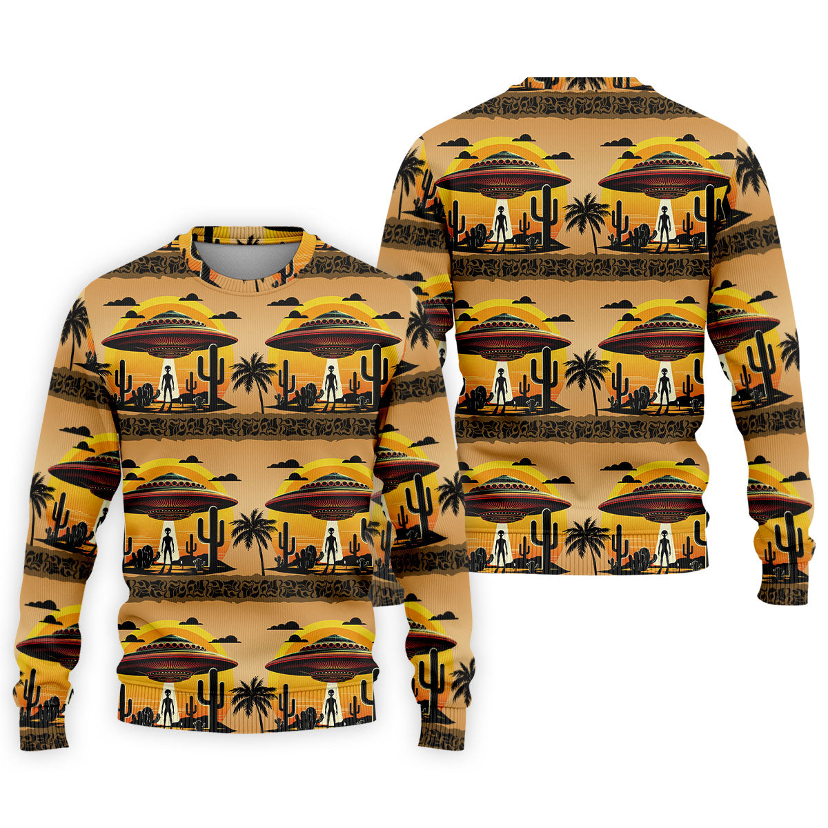 UFOs, Aliens and Cactus Desert Scene Hawaiian Golf Polo, Golf Tops For Men, Golfing Apparel