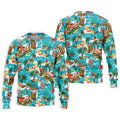 Men's Funny Surfing Santa Hawaiian Golf Shirt, Christmas Golf Shirt, Fun Golf Polo For Men